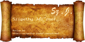 Szigethy József névjegykártya